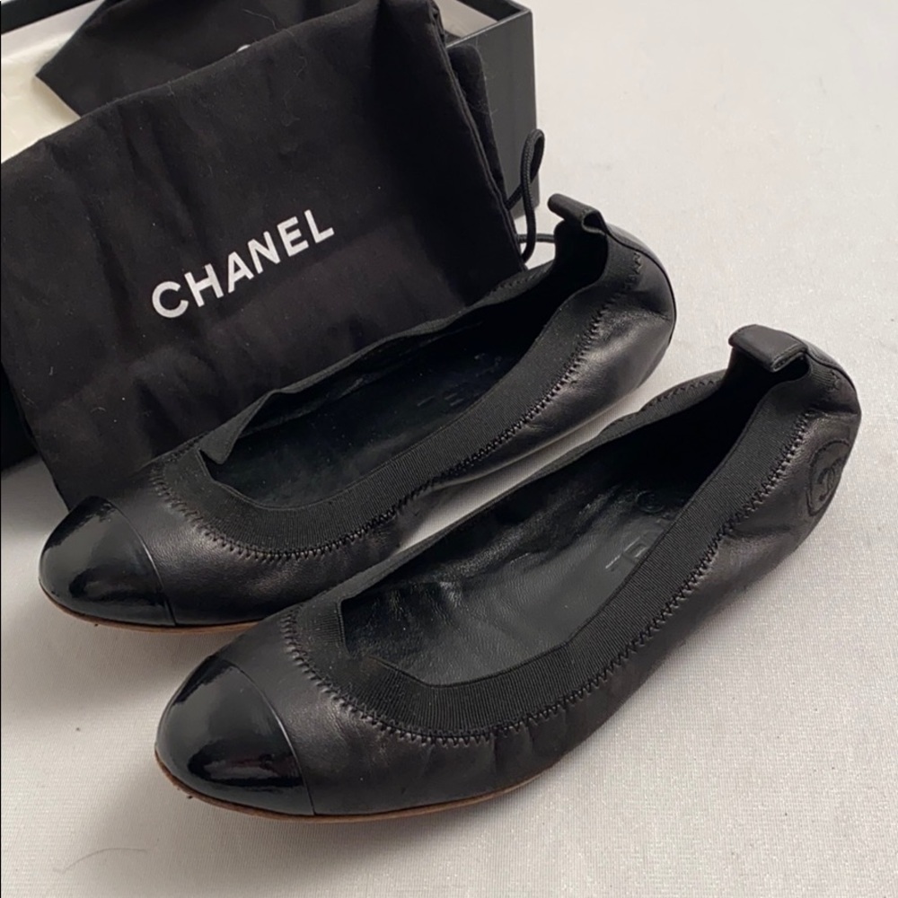 Chanel black classic elastic ballet flats 7 - Picture 12 of 15